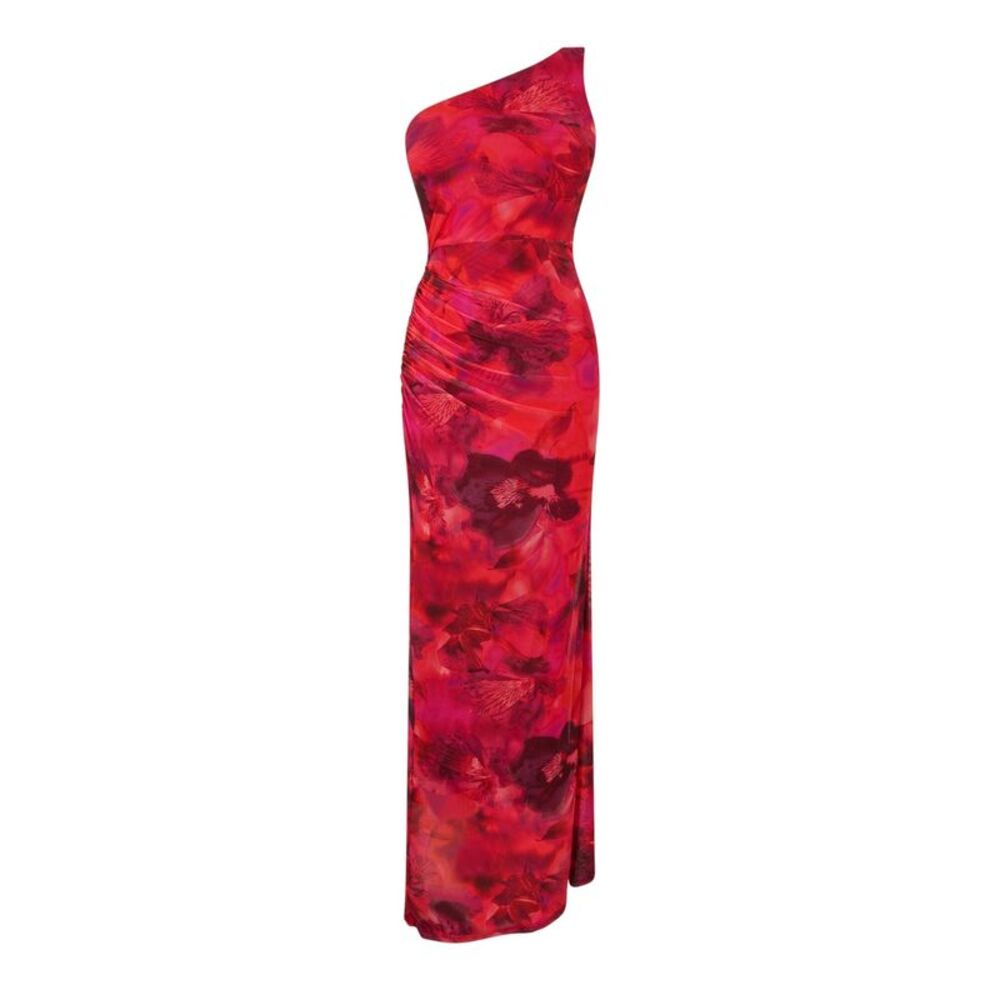 I Saw It First Womens/Ladies Flowers Mesh Maxi Dress / Red